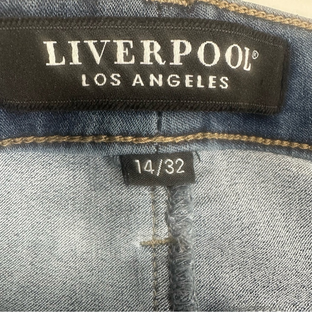 Liverpool Los Angeles Multi Panel Fray Hem Denim Skirt in Darwin Sz: 14 - Picture 12 of 16